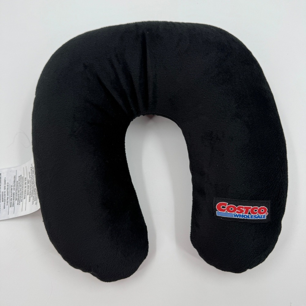 Costco Wholesale Black‎ Microplush Travel Neck Pillow Polystyrene Bead Fill